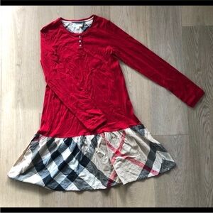 Girls Authentic Burberry Red and Beige Plaid Dress in size 14 years.
